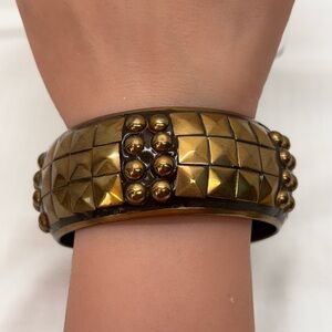 Chunky Brass Egyptian Style Studded Cuff Bracelet